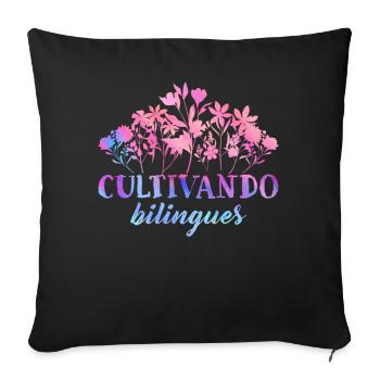 Cultivando Bilingües Spanish Teacher - Sofa pillowcase 17,3'' x 17,3'' (45 x 45 cm) - black - Front