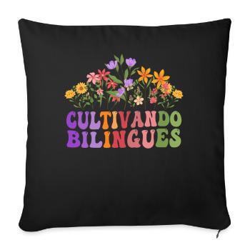 Cultivando Bilingües Spanish Teacher - Sofa pillowcase 17,3'' x 17,3'' (45 x 45 cm) - black - Front