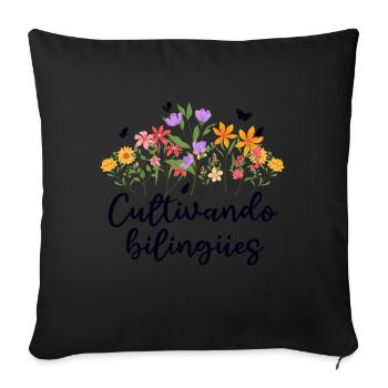 Cultivando Bilingües Spanish Teacher - Sofa pillowcase 17,3'' x 17,3'' (45 x 45 cm) - black - Front