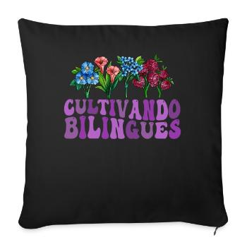 Cultivando Bilingües Spanish Teacher - Sofa pillowcase 17,3'' x 17,3'' (45 x 45 cm) - black - Front
