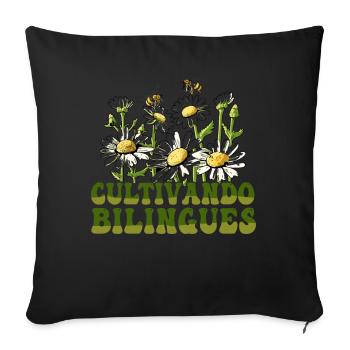 Cultivando Bilingües Spanish Teacher - Sofa pillowcase 17,3'' x 17,3'' (45 x 45 cm) - black - Front