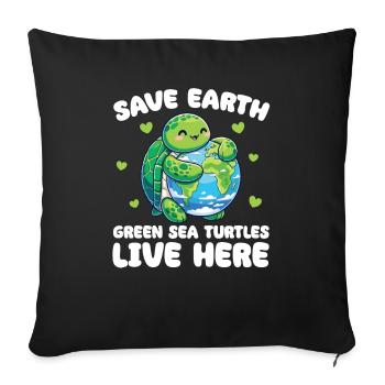 C’est la seule planète Tortue de mer verte - Housse de coussin décorative 45 x 45 cm - noir - Devant