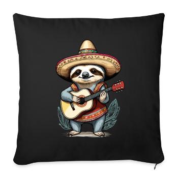 Sloth, Mariachi, Mexico, Music, Fiesta - Sofa pillowcase 17,3'' x 17,3'' (45 x 45 cm) - black - Front