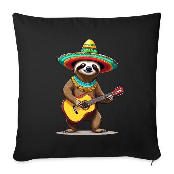 Sloth Mexican Mariachi Guitar Music - Sofa pillowcase 17,3'' x 17,3'' (45 x 45 cm) - black - Front