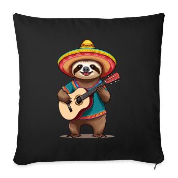 Sloth Mariachi Mexico Guitar Fiesta - Sofa pillowcase 17,3'' x 17,3'' (45 x 45 cm) - black - Front