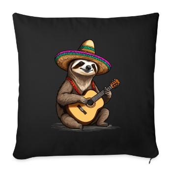 Paresseux Mariachi Mexique Fiesta Musique Plaisir - Housse de coussin décorative 45 x 45 cm - noir - Devant