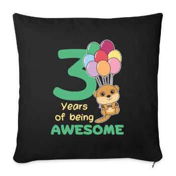Meerkat for 3rd birthday children three years - Sofa pillowcase 17,3'' x 17,3'' (45 x 45 cm) - black - Front