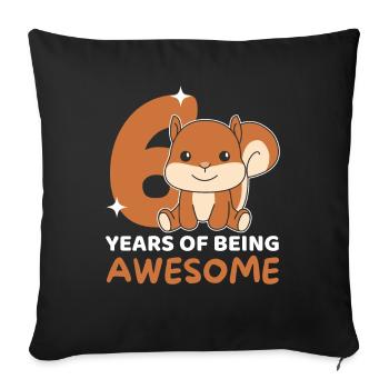 Squirrel for 6th birthday children six years - Sofa pillowcase 17,3'' x 17,3'' (45 x 45 cm) - black - Front