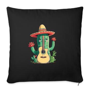 Cactus Mexican mariachi guitarist musician - Sofa pillowcase 17,3'' x 17,3'' (45 x 45 cm) - black - Front