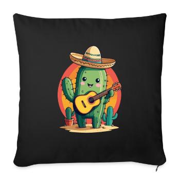 Cactus Mexican Mariachi Guitarist Music - Sofa pillowcase 17,3'' x 17,3'' (45 x 45 cm) - black - Front