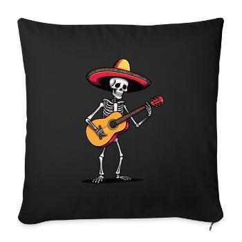 Mexican Mariachi Guitar Skeleton Fiesta - Sofa pillowcase 17,3'' x 17,3'' (45 x 45 cm) - black - Front
