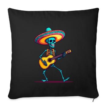 Mexican mariachi skeleton guitarist - Sofa pillowcase 17,3'' x 17,3'' (45 x 45 cm) - black - Front