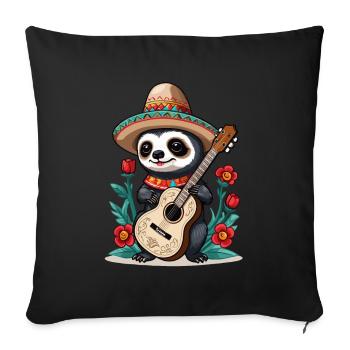 Sloth Mexican Mariachi Guitar Fiesta - Sofa pillowcase 17,3'' x 17,3'' (45 x 45 cm) - black - Front