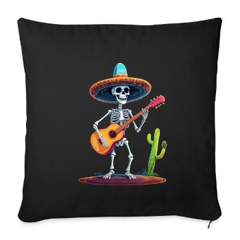 Mexican Mariachi Skeleton Guitarist Fiesta - Sofa pillowcase 17,3'' x 17,3'' (45 x 45 cm) - black - Front