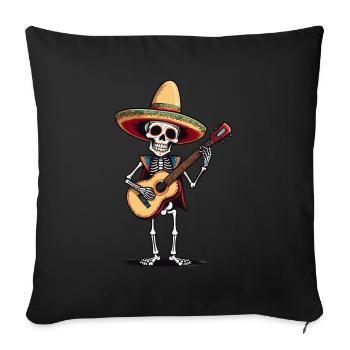 Mexican Mariachi Skeleton Guitarist Fiesta - Sofa pillowcase 17,3'' x 17,3'' (45 x 45 cm) - black - Front