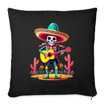 Mexican mariachi skeleton guitarist - Sofa pillowcase 17,3'' x 17,3'' (45 x 45 cm) - black - Front