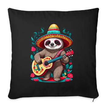Sloth, Mariachi, Mexico, Music, Fiesta - Sofa pillowcase 17,3'' x 17,3'' (45 x 45 cm) - black - Front