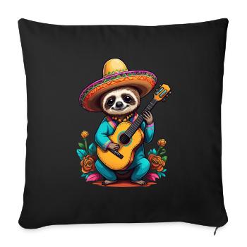 Paresseux Guitariste mariachi mexicain - Housse de coussin décorative 45 x 45 cm - noir - Devant