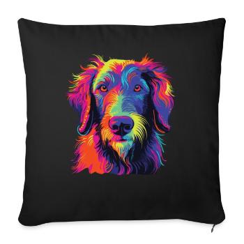 Watercolor Colorful Scottish Deerhound - Sofa pillowcase 17,3'' x 17,3'' (45 x 45 cm) - black - Front