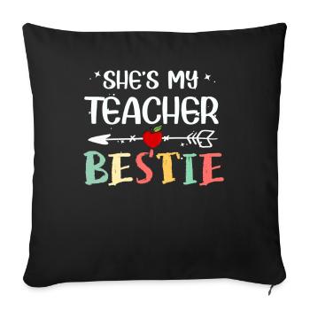 Professeur Bestie assorti T-shirts d’école pour - Housse de coussin décorative 45 x 45 cm - noir - Devant