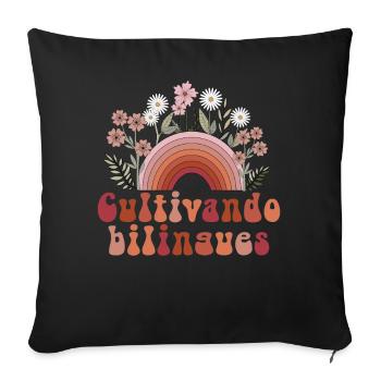 Cultivando Bilingües Spanish Teacher - Sofa pillowcase 17,3'' x 17,3'' (45 x 45 cm) - black - Front