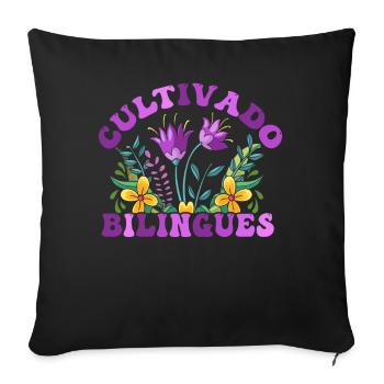 Cultivando Bilingües Spanish Teacher - Sofa pillowcase 17,3'' x 17,3'' (45 x 45 cm) - black - Front