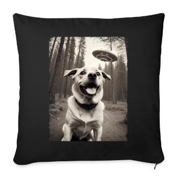 Selfie de chiens avec la conception d’un vaisseau spatial extraterrestre - Housse de coussin décorative 45 x 45 cm - noir - Devant