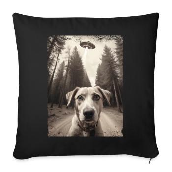 Selfie de chiens avec la conception d’un vaisseau spatial extraterrestre - Housse de coussin décorative 45 x 45 cm - noir - Devant