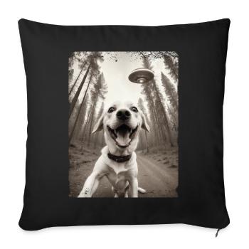 Selfie de chiens avec un vaisseau spatial extraterrestre - Housse de coussin décorative 45 x 45 cm - noir - Devant