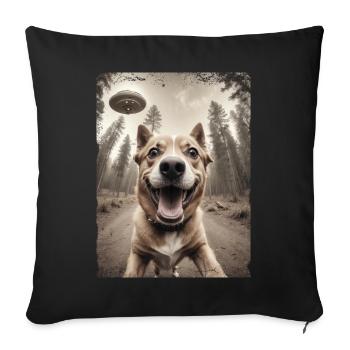 Chiens Selfie Vaisseau spatial extraterrestre drôle - Housse de coussin décorative 45 x 45 cm - noir - Devant