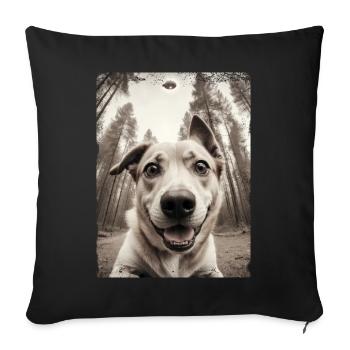 Chiens Selfie Vaisseau spatial extraterrestre drôle - Housse de coussin décorative 45 x 45 cm - noir - Devant