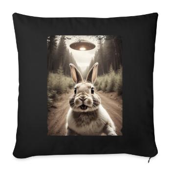 Funny Bunny Selfie Alien Spaceship - Sofa pillowcase 17,3'' x 17,3'' (45 x 45 cm) - black - Front