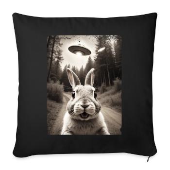 Funny Bunny Selfie Alien Spaceship - Sofa pillowcase 17,3'' x 17,3'' (45 x 45 cm) - black - Front