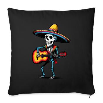 Mexican mariachi skeleton guitarist - Sofa pillowcase 17,3'' x 17,3'' (45 x 45 cm) - black - Front