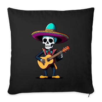 Mexican Mariachi Skeleton Guitarist Fiesta - Sofa pillowcase 17,3'' x 17,3'' (45 x 45 cm) - black - Front