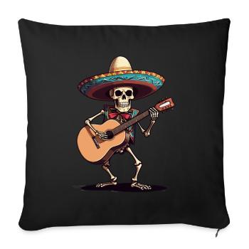 Mexican mariachi skeleton guitarist - Sofa pillowcase 17,3'' x 17,3'' (45 x 45 cm) - black - Front