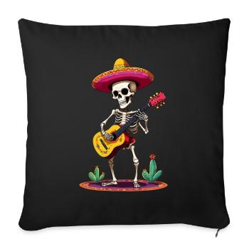Mexican mariachi skeleton guitarist - Sofa pillowcase 17,3'' x 17,3'' (45 x 45 cm) - black - Front