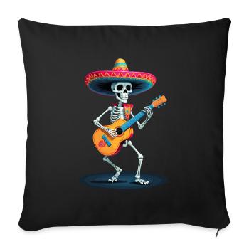 Mexican Mariachi Skeleton Guitar Music - Sofa pillowcase 17,3'' x 17,3'' (45 x 45 cm) - black - Front