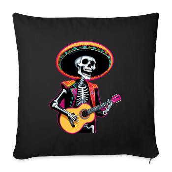 Mexican Mariachi Skeleton Guitarist Fiesta - Sofa pillowcase 17,3'' x 17,3'' (45 x 45 cm) - black - Front