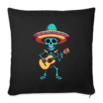 Mexican Mariachi Skeleton Guitarist Fiesta - Sofa pillowcase 17,3'' x 17,3'' (45 x 45 cm) - black - Front