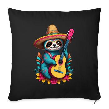 Sloth Mexican Mariachi Music Fiesta - Sofa pillowcase 17,3'' x 17,3'' (45 x 45 cm) - black - Front