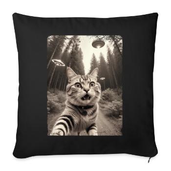 Selfie de chats avec la conception d’un vaisseau spatial extraterrestre - Housse de coussin décorative 45 x 45 cm - noir - Devant