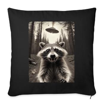 Funny Raccoon Selfie Alien Spaceship - Sofa pillowcase 17,3'' x 17,3'' (45 x 45 cm) - black - Front