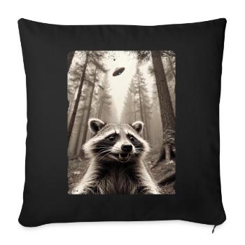 Funny Raccoon Selfie Alien Spaceship - Sofa pillowcase 17,3'' x 17,3'' (45 x 45 cm) - black - Front