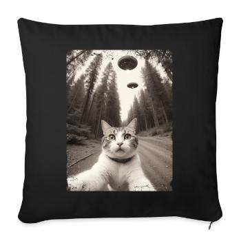 Cats Selfie With Alien Spaceship - Sofa pillowcase 17,3'' x 17,3'' (45 x 45 cm) - black - Front