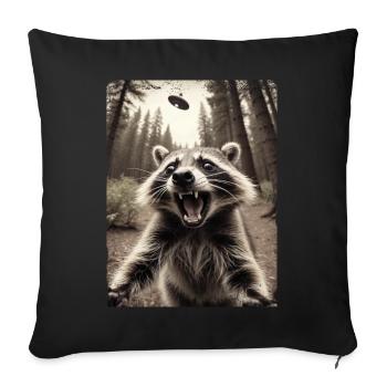 Funny Raccoon Selfie Alien Spaceship - Sofa pillowcase 17,3'' x 17,3'' (45 x 45 cm) - black - Front