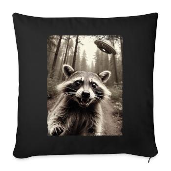 Funny Raccoon Selfie Alien Spaceship - Sofa pillowcase 17,3'' x 17,3'' (45 x 45 cm) - black - Front