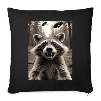 Funny Raccoon Selfie Alien Spaceship - Sofa pillowcase 17,3'' x 17,3'' (45 x 45 cm) - black - Front