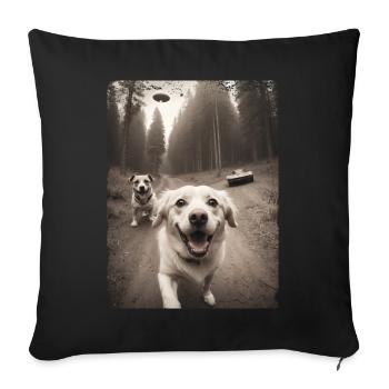 Selfie de chiens avec conception de vaisseau spatial extraterrestre - Housse de coussin décorative 45 x 45 cm - noir - Devant