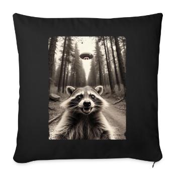 Funny Raccoon Selfie Alien Spaceship - Sofa pillowcase 17,3'' x 17,3'' (45 x 45 cm) - black - Front